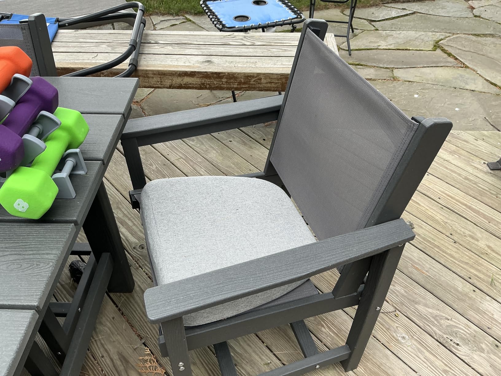 SERWALL 7 Pcs Outdoor Dining Set, 1 Umbrella Hole Table & 6 Chairs, Coffee - HDPE Outdoor Dining Furniture with Rectangular Table & 6 Chairs, All-Weather Resistant SERWALL Dining Set for 6 customer photo 2