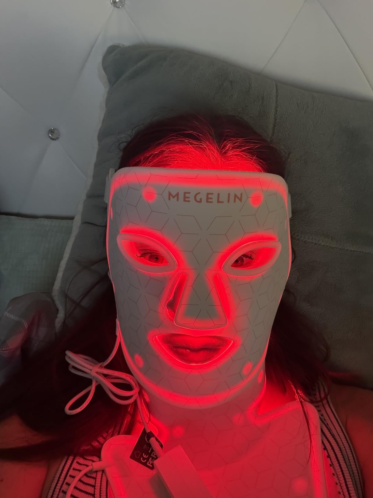 MEGELIN Led Red Light Therapy Face & Neck Mask, 7 Colors Led Light Therapy Facial Mask, Infrared Red Light Therapy Mask, Infrared Light Skin Rejuvenation(White) customer photo 2