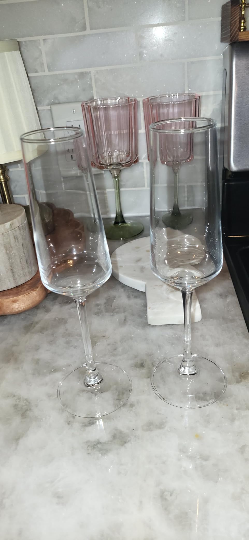 PARACITY Mr and Mrs Wedding Champagne Flutes Set of 2, Bride and Groom Champagne Glasses, Bridal Shower Gifts, Engagement Gift, 8.5oz/250ml customer photo 2