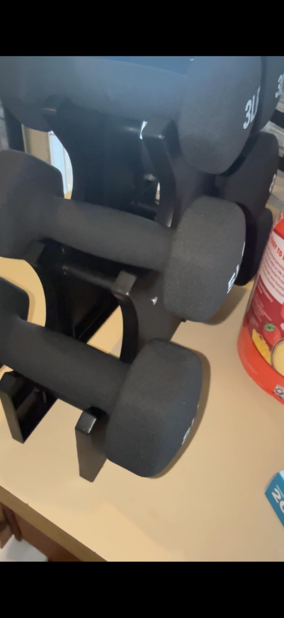 BalanceFrom Neoprene Coated Iron Dumbbell Hex Weights Set with Stand customer photo 1