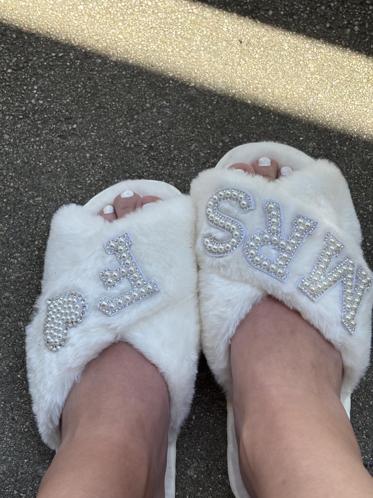 Tarpop Bride Slippers Mrs Slipper for Wedding with Personalized Initial Pearl Design Bridal Gifts customer photo 1