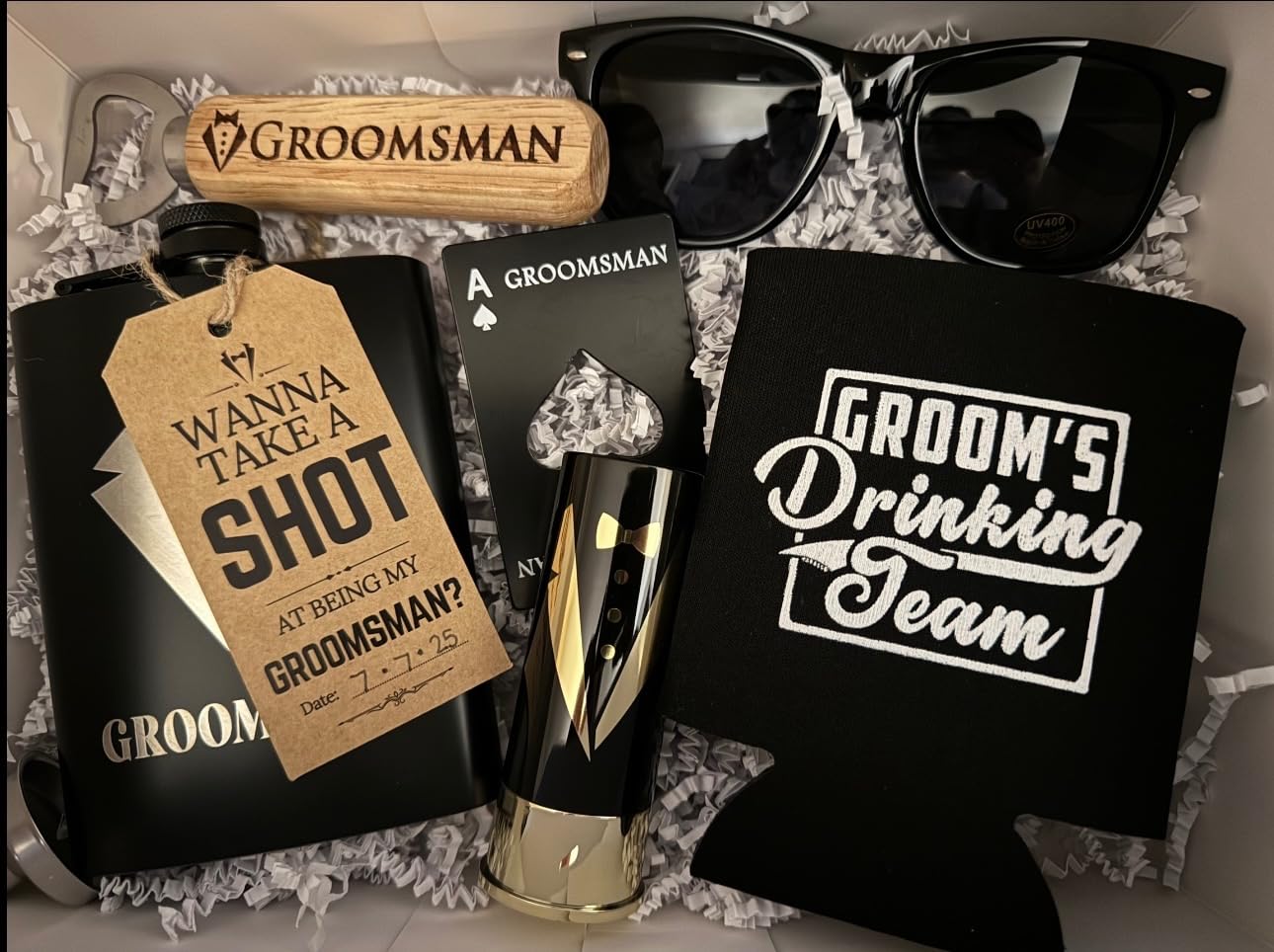 8Pack Groomsmen Proposal Box with Card (7 Groomsmen Boxes, 1 Best Man Box), 10.6x7.9x3.1 Inch Groomsmen Gift Box with Ribbon, Will You Be My Groomsman Box, Wedding Gift Box for Groomsmen Proposal Gift customer photo 2