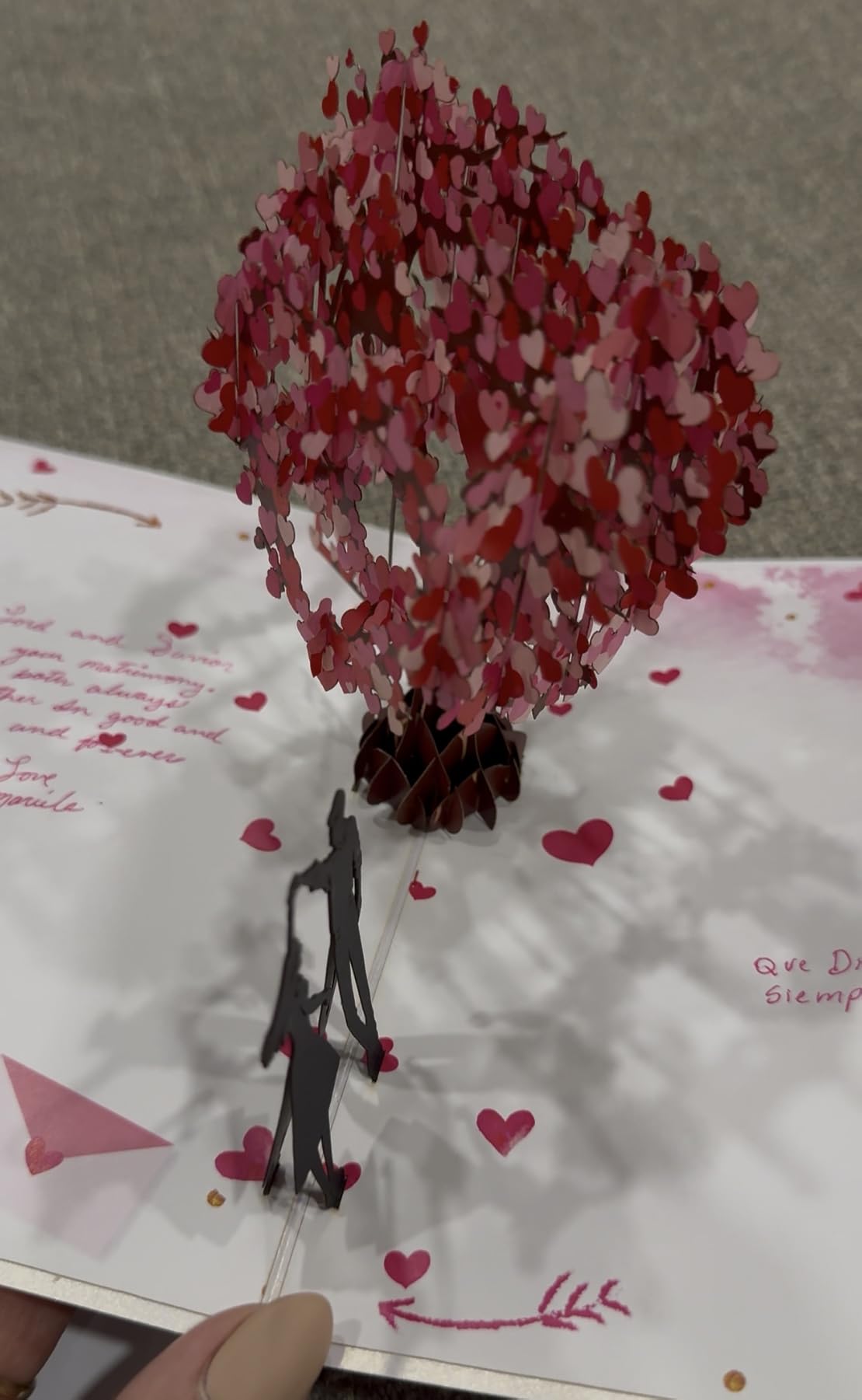 Pop Up Anniversary Card, 3D Love Tree Hearts Couple Wedding Card for Her, Wife, Husband, Him, Couple; Ideal Gift for Wedding, Romantic Birthday, Anniversary, Valentines, Mothers Day, 6x8 inch customer photo 1