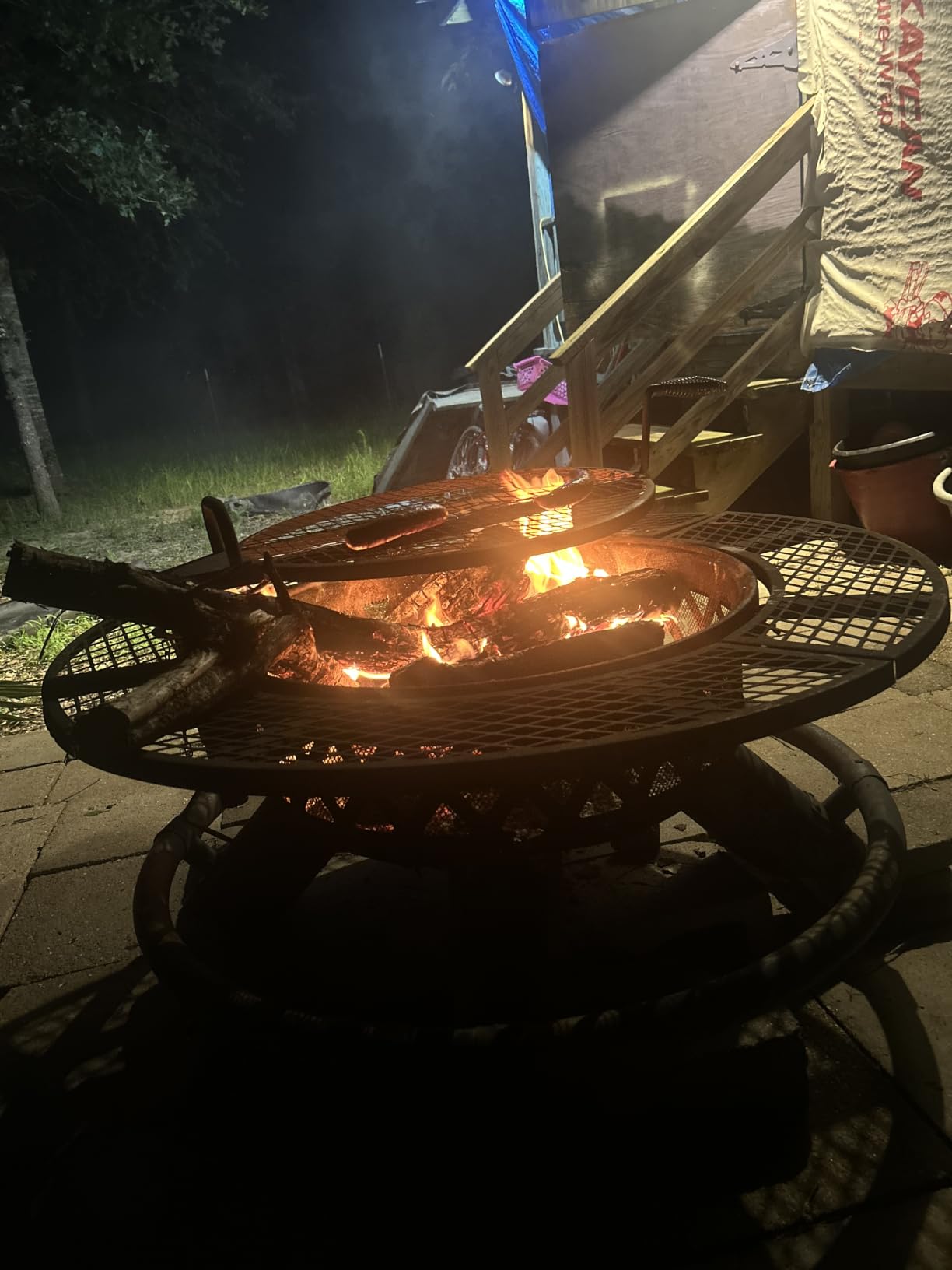 OutVue 42 Inch Fire Pit with 2 Grills, Extra Large Wood Burning Fire Pits for Outside with Lid & Poker, Heavy Duty Firepit,BBQ& Outdoor Firepit & Round Metal Table 3 in 1 for Patio, Picnic, Party customer photo 1