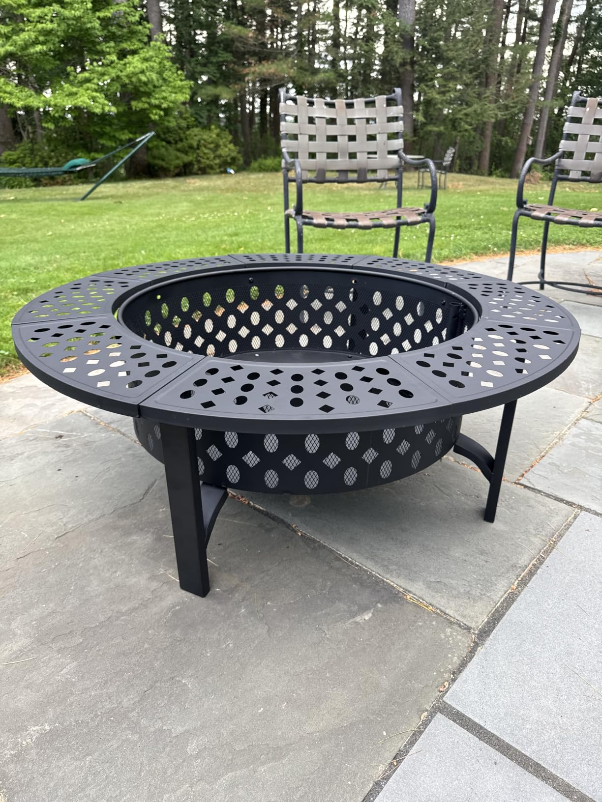 OutVue 42 Inch Fire Pit with 2 Grills, Extra Large Wood Burning Fire Pits for Outside with Lid & Poker, Heavy Duty Firepit,BBQ& Outdoor Firepit & Round Metal Table 3 in 1 for Patio, Picnic, Party customer photo 2