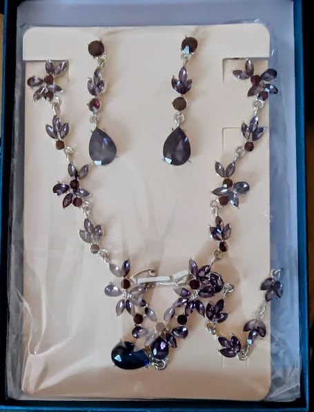 Paxuan Bridal Wedding Elegant Floral Jewelry Set for Women/Brides/Bridesmaids Crystal Jewelry Set for Wedding Prom Party Bridal Crystal Necklace Earrings Bracelet Set customer photo 1