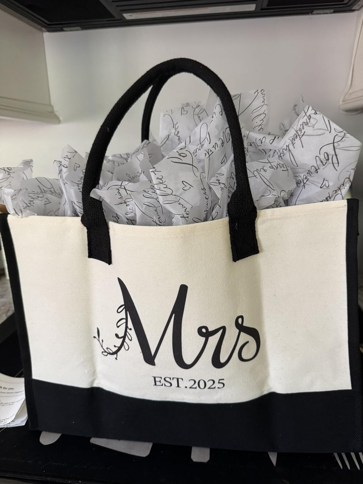 Wedding Gift Canvas Tote Bride Bag, Retirement Gift Grandma Bag And So The Adventure Begins Mrs Large Tote Bag customer photo 1