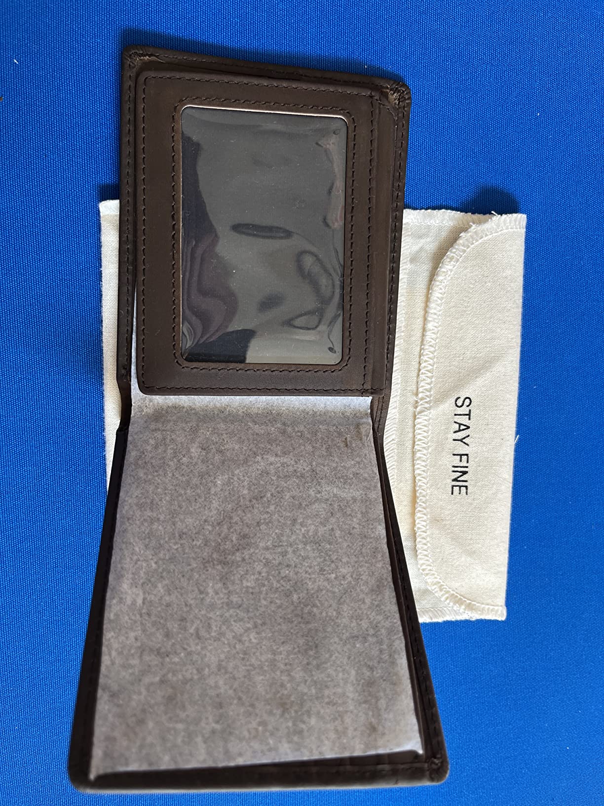 STAY FINE Personalized Wallet for Men, Custom Engraved Leather RFID Blocking Bifold, 2 ID Windows, 8 Card Slots, Gift for Him, Brown customer photo 1