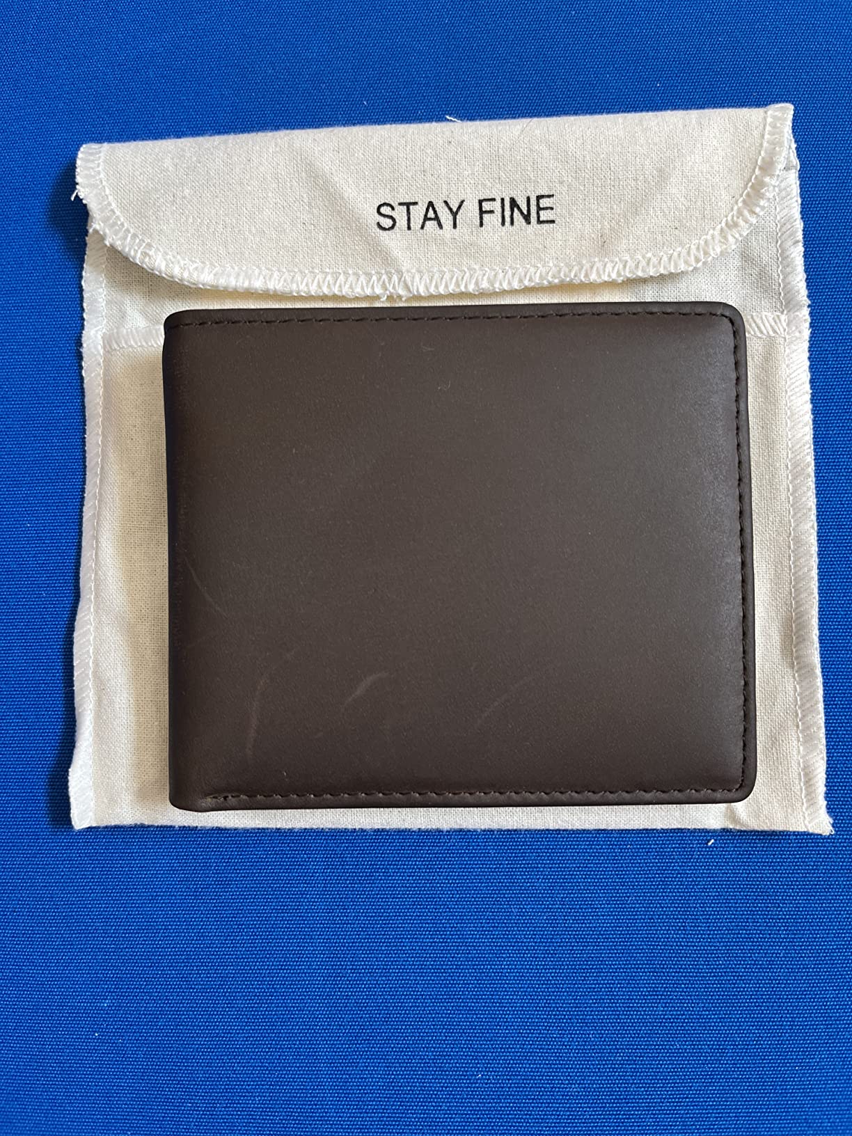 STAY FINE Personalized Wallet for Men, Custom Engraved Leather RFID Blocking Bifold, 2 ID Windows, 8 Card Slots, Gift for Him, Brown customer photo 2