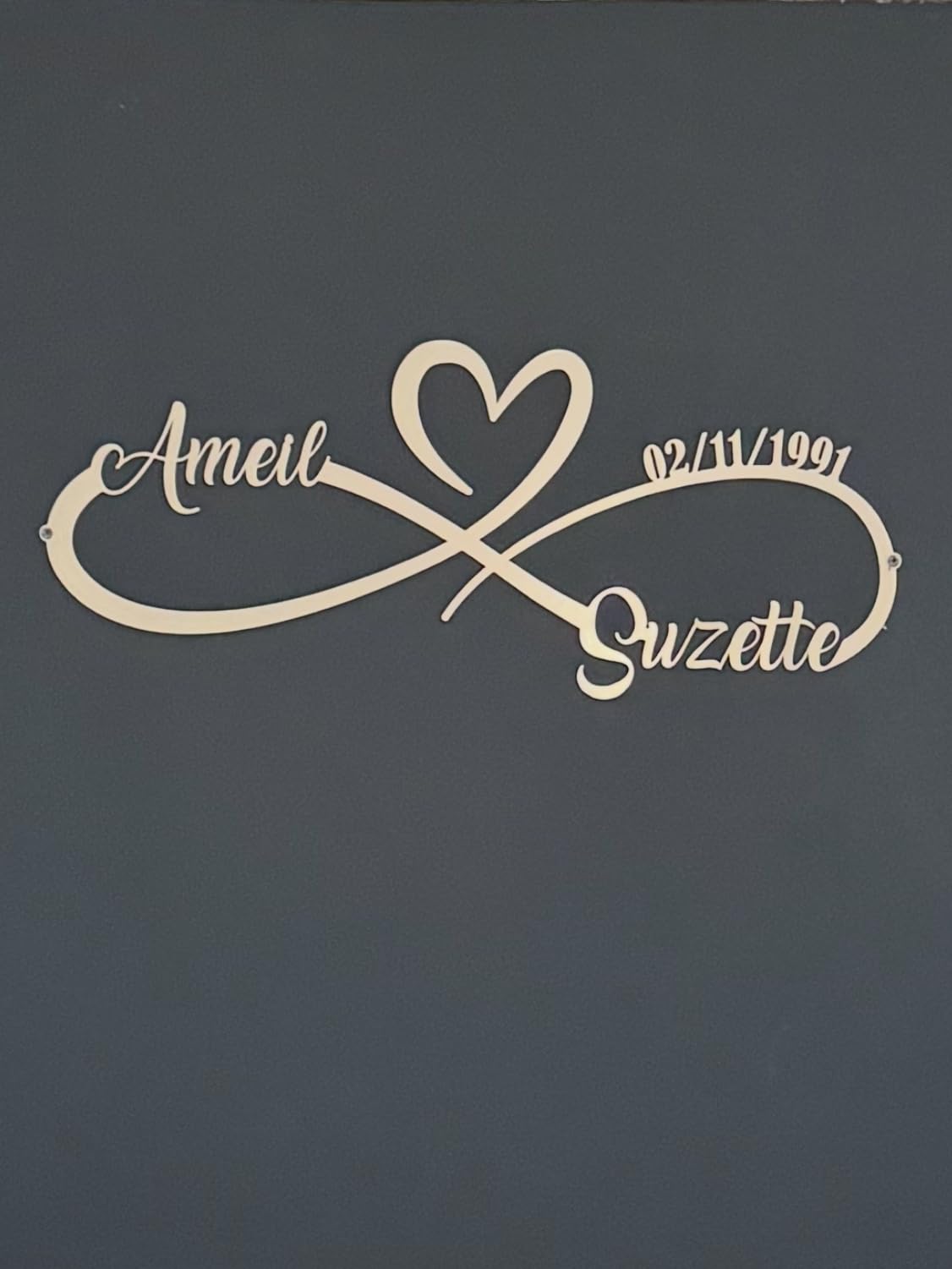 NOAHAMMER Personalized Anniversary Wedding Gifts for Couples, Customized Metal Infinity Signs with Names & Date, Love Heart Unique Wall Art for Newlyweds Valentine's Day Gift customer photo 2