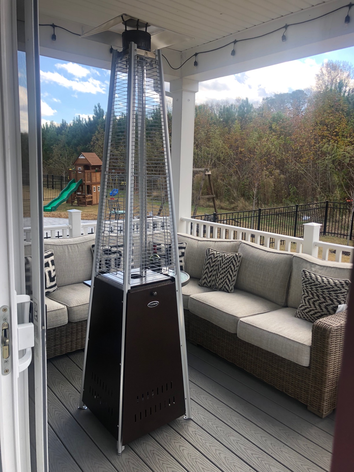 FOOWIN Patio Heater, 48,000 BTU Outdoor Heater with Wheels, Propane Patio Heater with Waterproof Cover & Gloves, Black customer photo 1