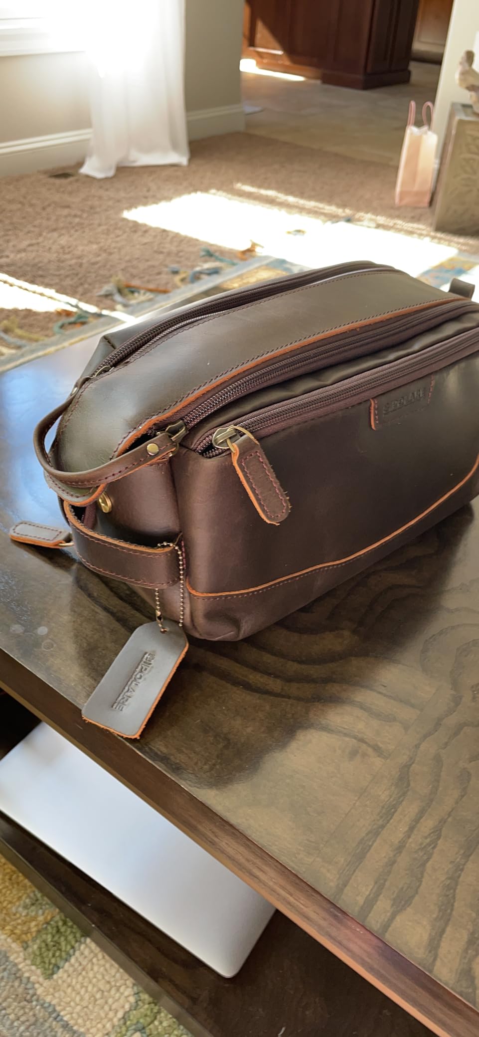 Polare Full Grain Leather Toiletry Bag for Men Large Travel Cosmetic Case Dopp Kit Shaving Kit Wash Pouch with YKK Zippers customer photo 2