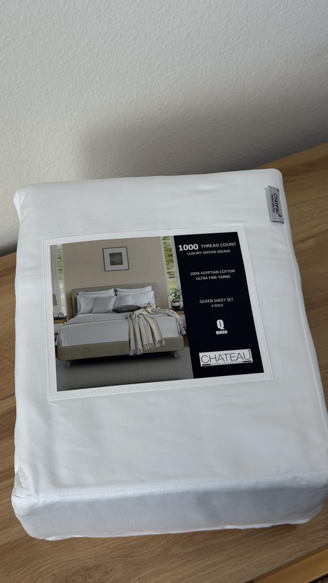100% Cotton Bed Sheets- 1000 Thread Count Bedding Sheet & Pillowcase Sets, Hotel Luxury Sheets Queen Size, Soft Breathable Sateen Weave, 15