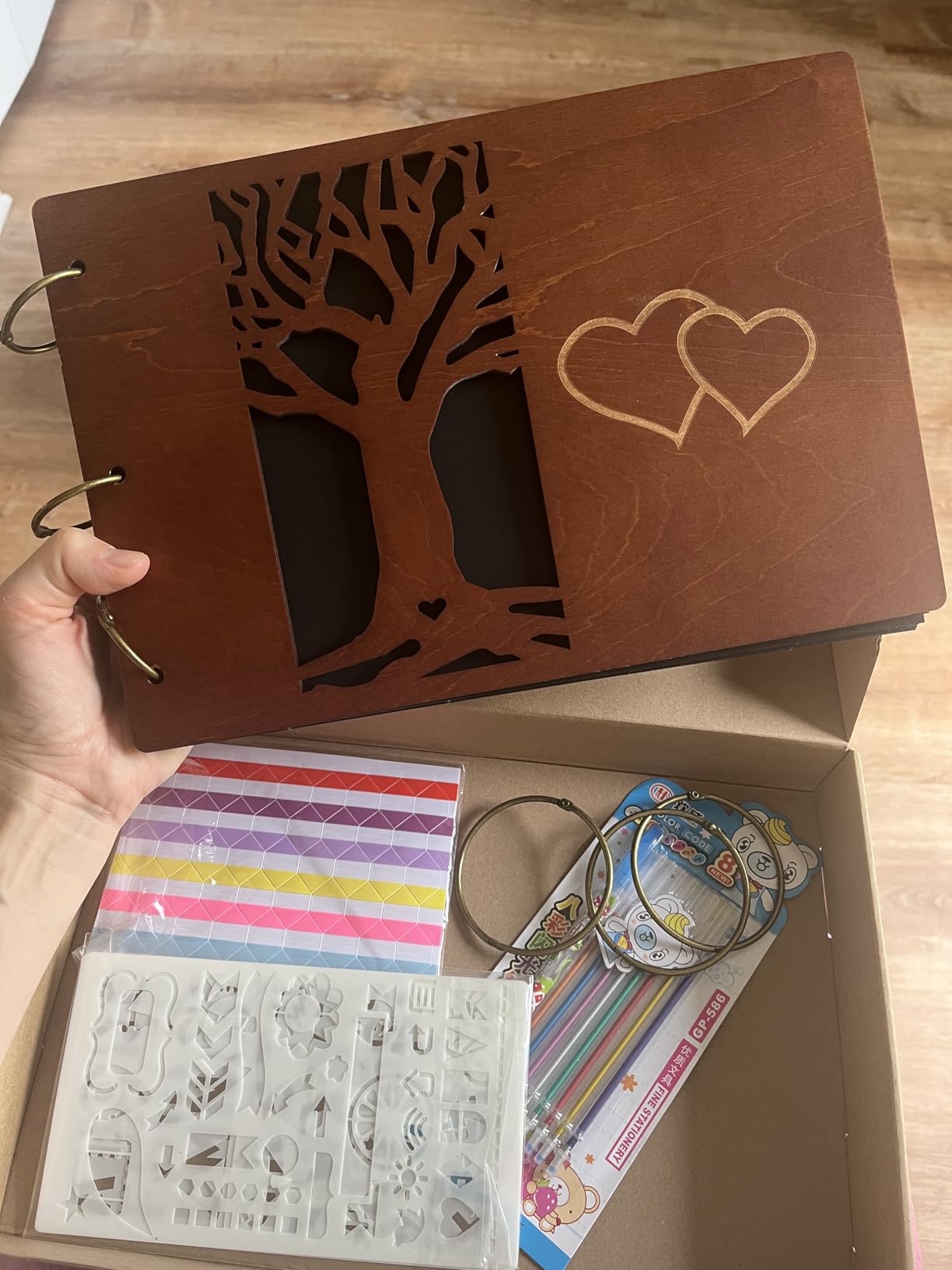 Giiffu Wedding Scrapbook Album Couples Scrapbook Kit | Premium Wooden Photo Album customer photo 1