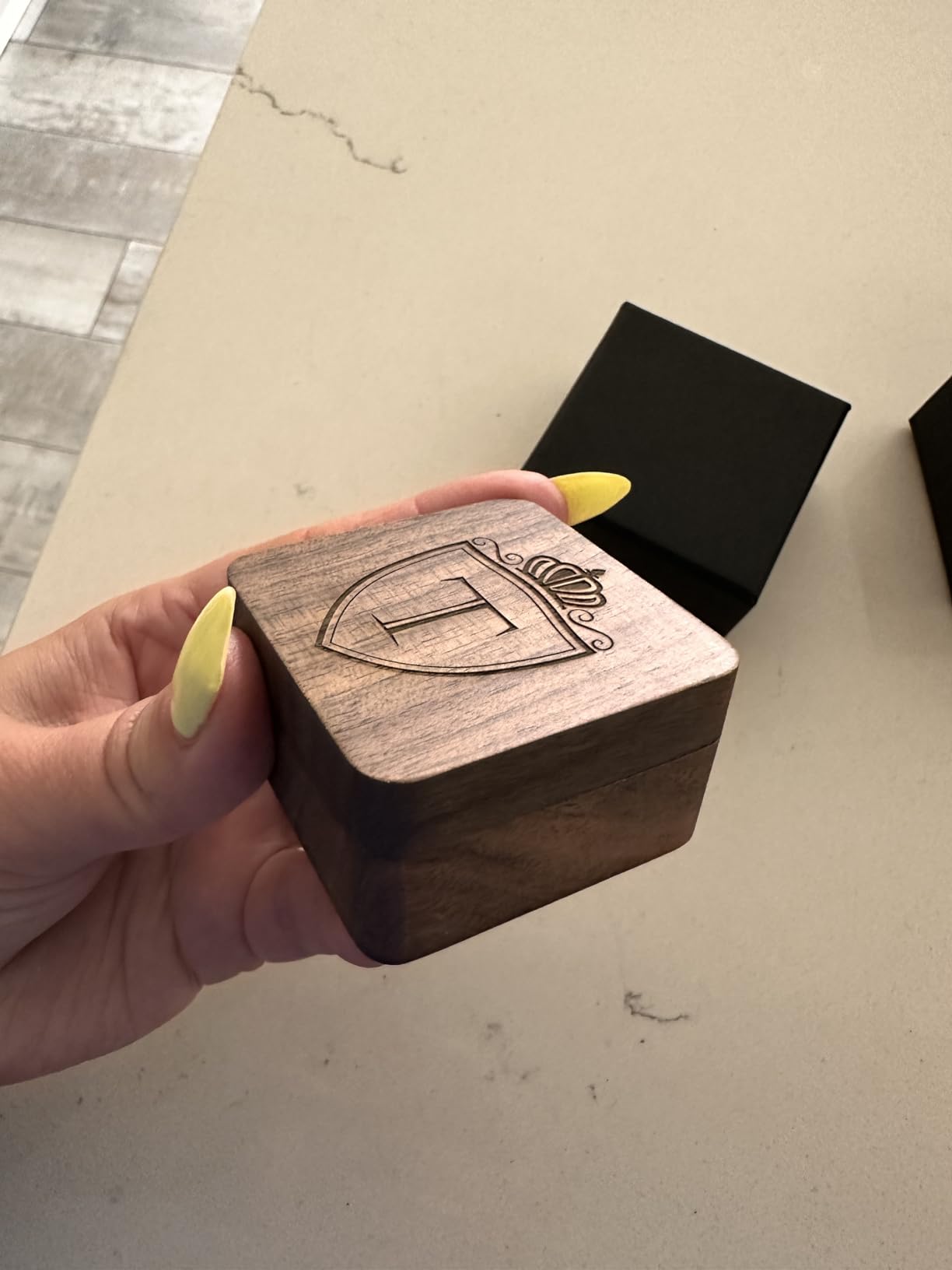 Mens Initial Silver Cufflinks A-Z Alphabet Letter Steel Cuff Links with Engraved Walnut Wood Box Groom Groomsman Wedding Set customer photo 1