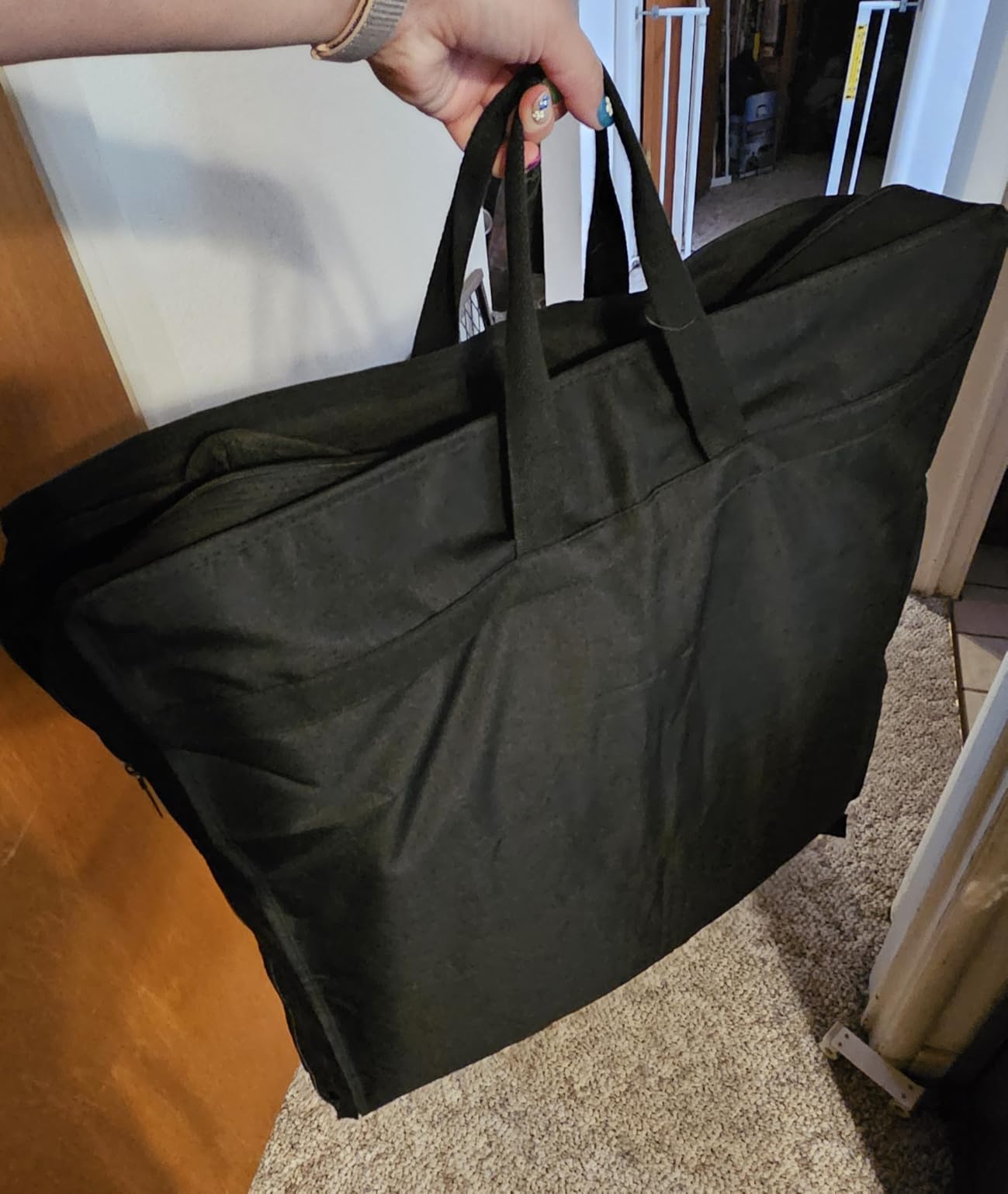 Univivi Portable Wedding Dress Travel Bag for Airplane, 72 Inch Trifold Wedding Dress Bag, Large Accessory Pockets, 12in Gusseted for Puffy Bride Dress customer photo 1