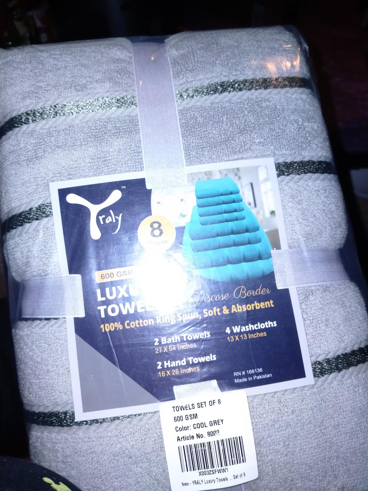 Luxury Towels for Bathroom Set of 8-2 Bath Towels 2 Hand Towels 4 Washcloths - 600 GSM 100% Cotton Ring Spun Viscose Border Towels Set - Beige customer photo 2