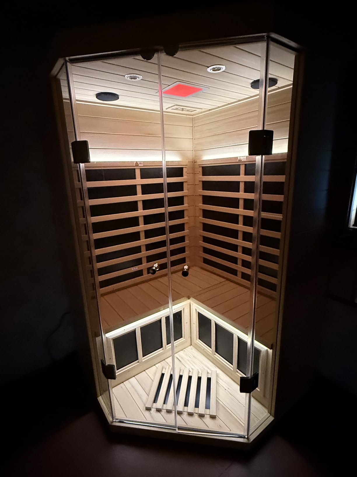 Smart Indoor Sauna 2-3 Person, 0-5mG Ultra Low Emf Far Infrared Sauna for Home, 1520w Hemlock Wooden Sauna Room with APP & LCD Control Panel, Bluetooth Speaker, Chromotherapy Lights, Thermal Cover customer photo 1