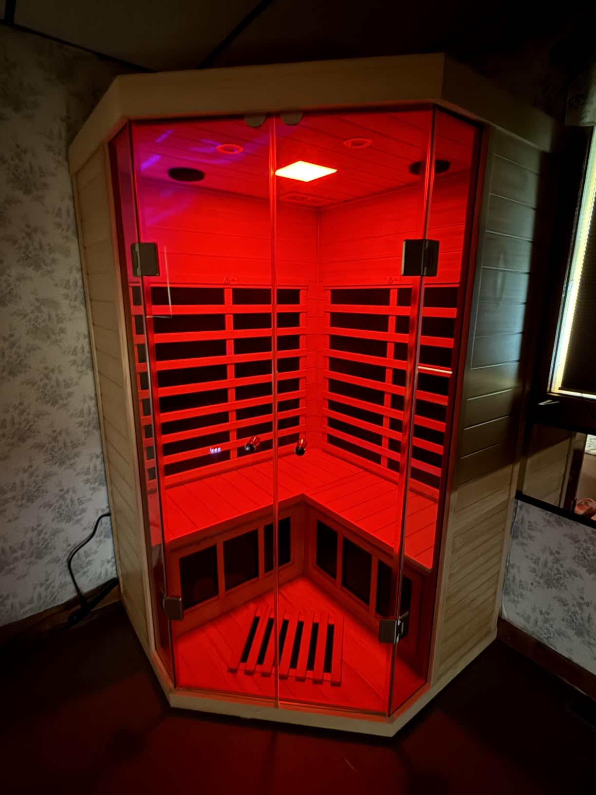 Smart Indoor Sauna 2-3 Person, 0-5mG Ultra Low Emf Far Infrared Sauna for Home, 1520w Hemlock Wooden Sauna Room with APP & LCD Control Panel, Bluetooth Speaker, Chromotherapy Lights, Thermal Cover customer photo 2