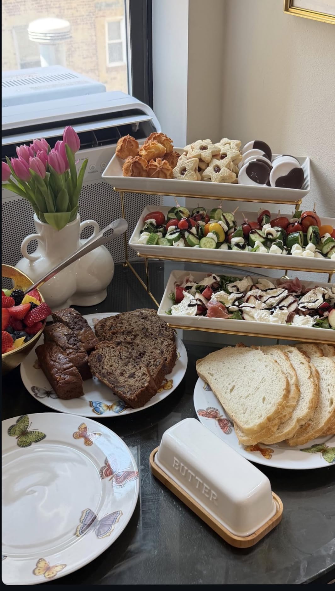 MALACASA 3 Tier Serving Trays for Party, Porcelain Serving Platters and Trays, 12 Inch Tiered Tray Stand, Fruit Tray, Trays for Serving Food, White Dessert Stand with Collapsible Sturdier Metal Rack customer photo 1