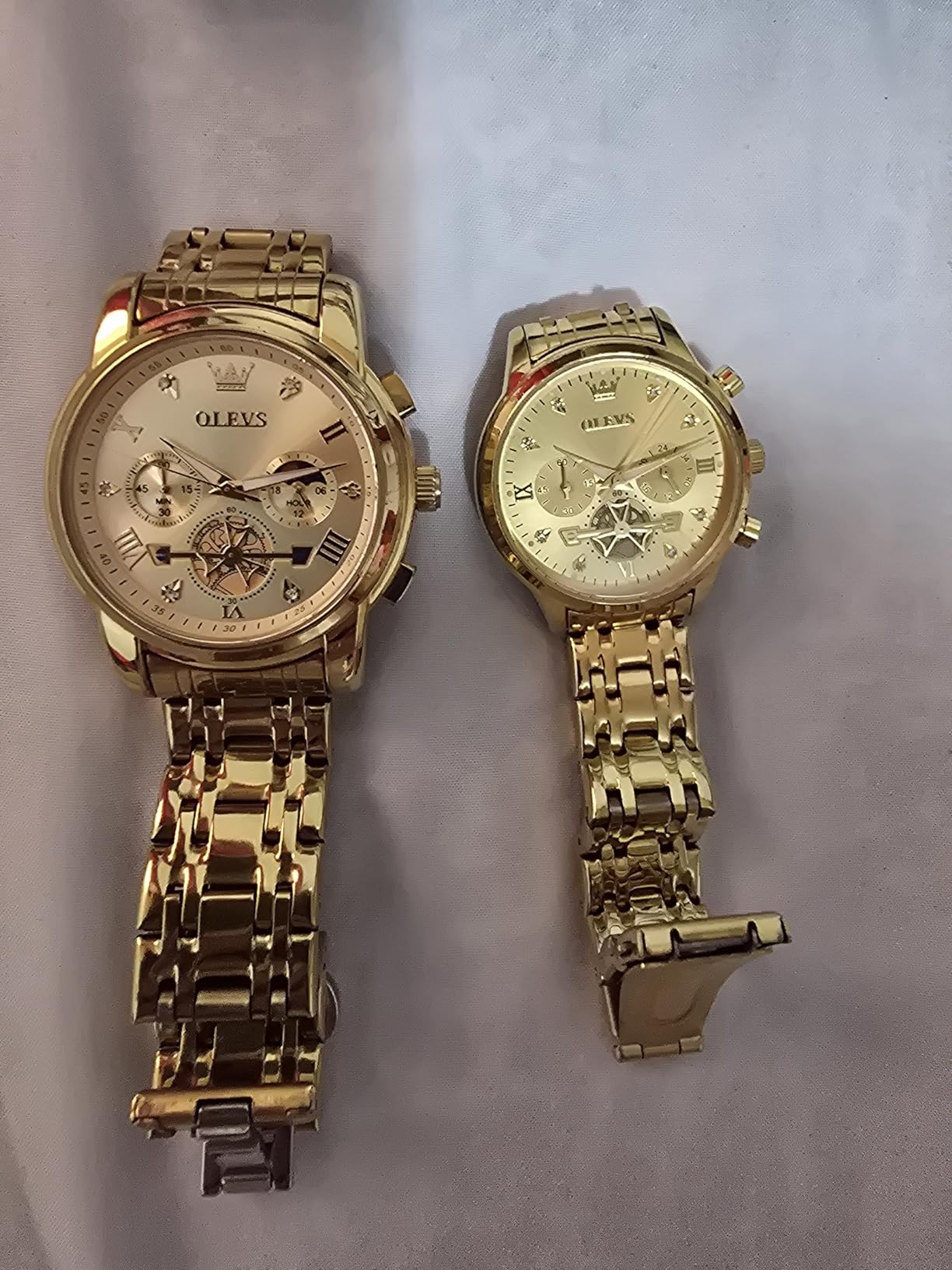 OLEVS Couple Watch His and Her Set Matching Watch Mens Womens Diamond Romantic Valentine's Day customer photo 2