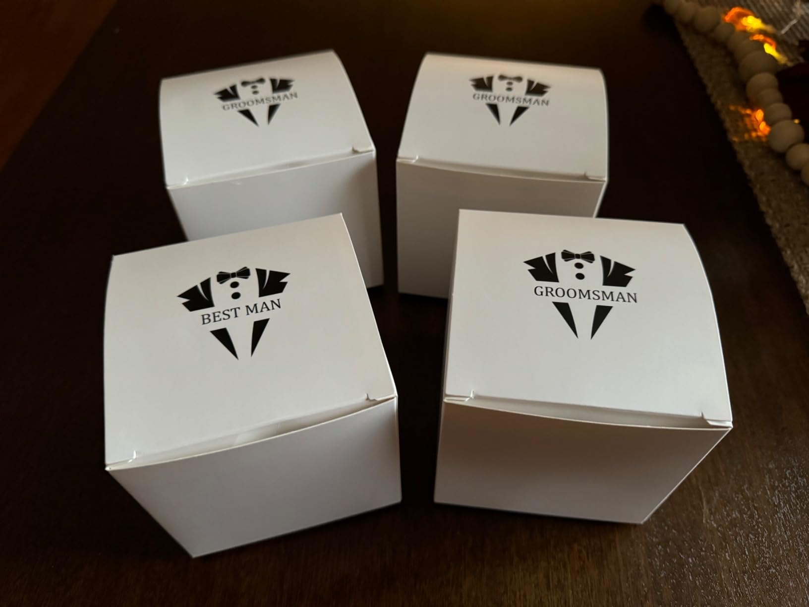 WinnerWhy 6 Sets Groomsman Proposal Gift Box With Golf Ball, Bamboo Tees, Invitation Cards - Accessories for Wedding, Best Men, DIY - Black, White customer photo 2