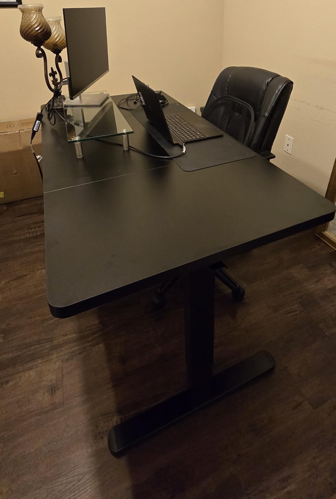 HUANUO 71 x 35 Inch Large Electric Standing Desk, Brushless Motor, Black | 35 Inch Deep Desktop, 220 lb Capacity, 4 Memory Presets, Cable Tray, Dual Hooks, Height 27.9-46.5 Inch; Ships In 2 Packages customer photo 2