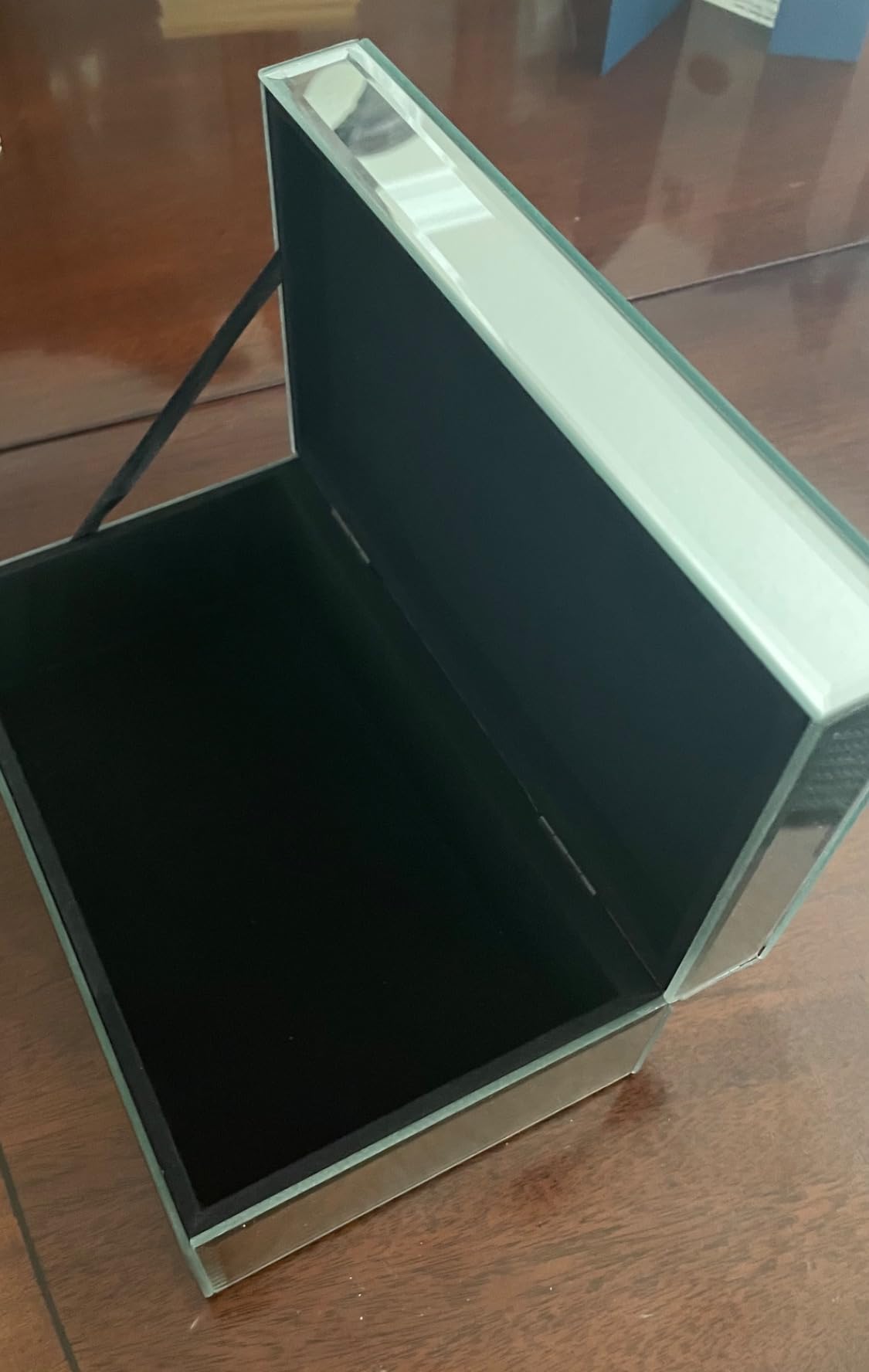 QMDECOR Mirrored Jewelry Box with 4x6 Photo, Diamond Silver Glass Organizer | Sparkling jewelry box with 4x6 photo. Perfect for storing rings, necklaces on vanity tables. Ideal for women, brides, and mom customer photo 2