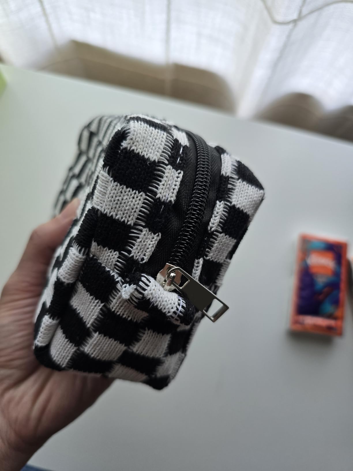 Checkered Makeup Bag for Purse, Small Travel Cosmetic Pouch,Blue,6 Pack | Cute Zipper Makeup Organizer for Women, Travel Essentials, Toiletries, Makeup Brushes, Beauty Accessories&Bridesmaid Gifts customer photo 2
