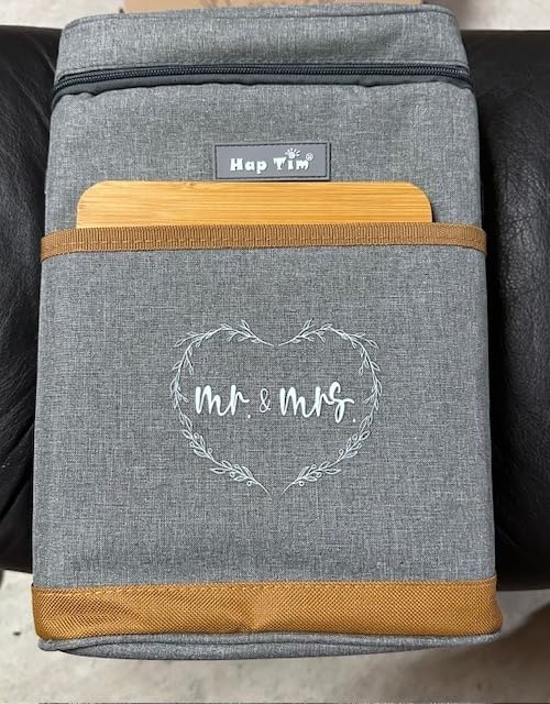 Hap Tim Wedding Gifts for Couples, Bridal Shower Gifts, Engagement Gifts for Newlyweds, Mr and Mrs gifts - Wine Cooler Bag Insulated Wine Carrier Tote with Tumblers, Bamboo Cheese Borad customer photo 2