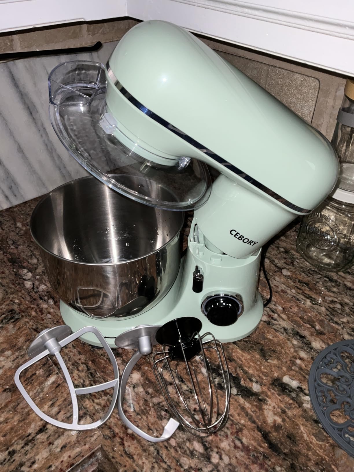 CEBORY 3-IN-1 Electric Stand Mixer, 6.5QT Bowl 660W 10-Speed Kitchen Mixer, Household Food Mixers include Dough Hook, Beater and Whisk, Bread Cake Mixer for Baking and Most Home Cooks, Almond Cream customer photo 2