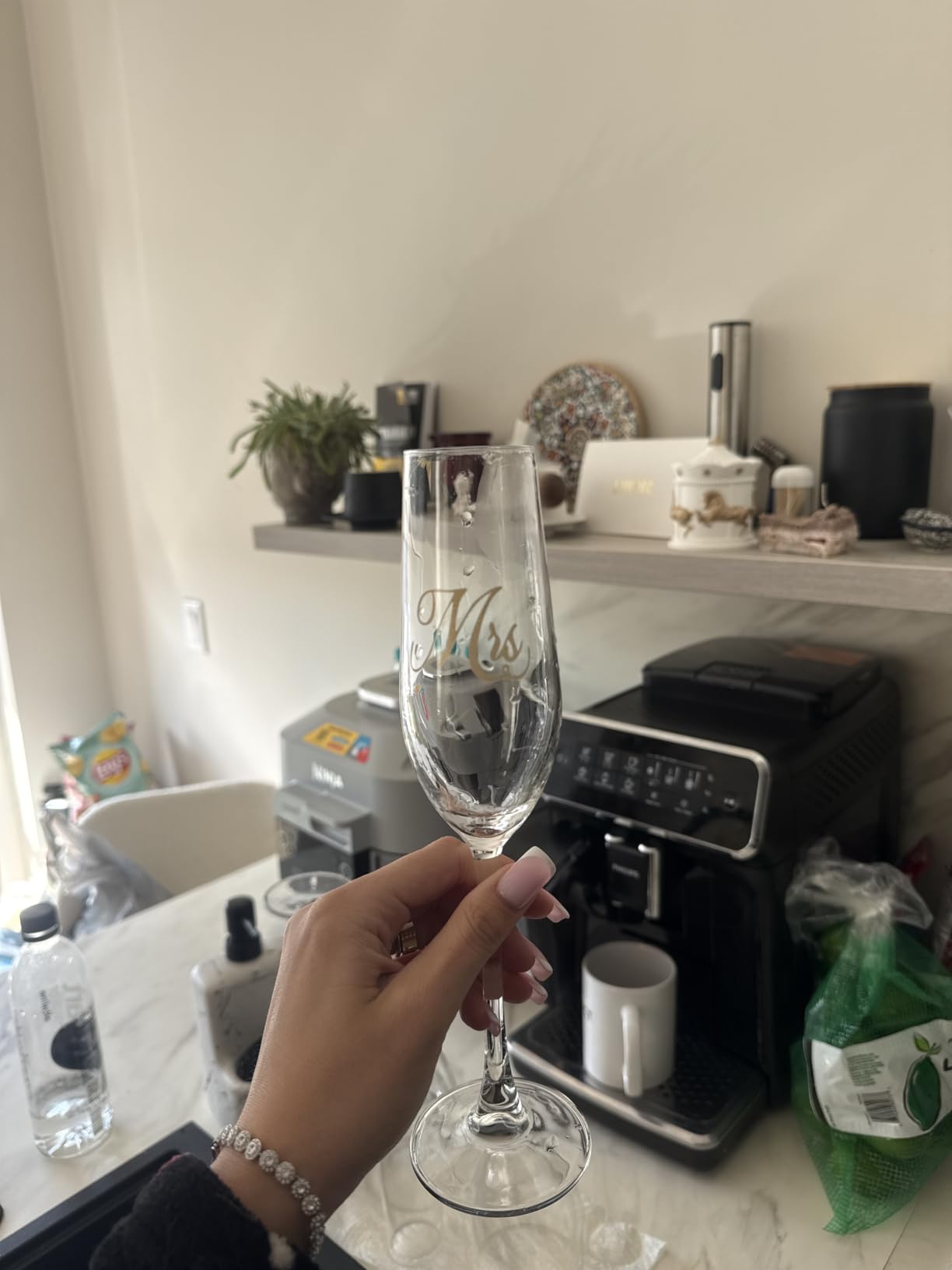 Mfacoy Mr. & Mrs. Champagne Flute Set, Wedding Decor - His and Hers, Wedding Toasting Glasses for Engagement Celebrations, Bridal Shower and Registry Idea, Tall Wine Glasses for Bride and Groom Gifts customer photo 1