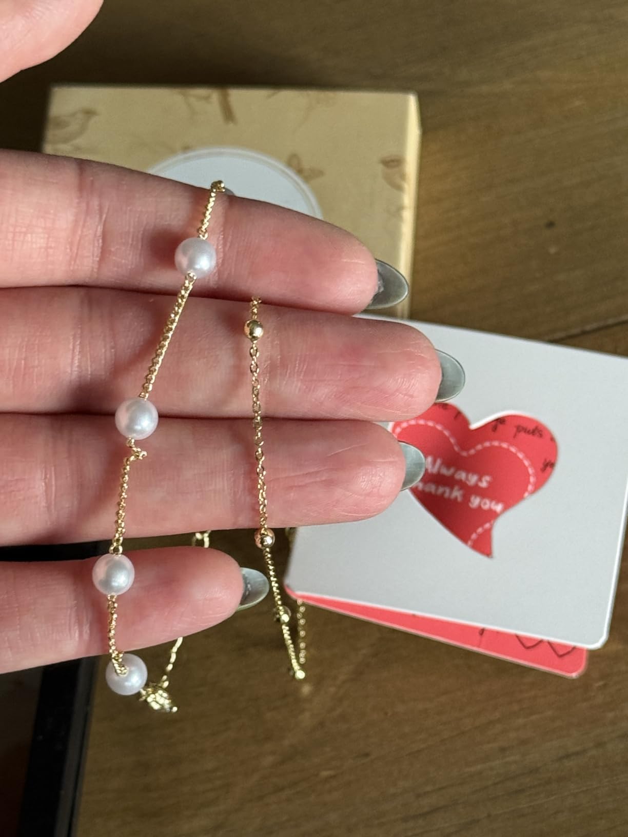 NECOCY 14K Gold Plated Pearl Bracelets for Women, Dainty Bracelets Stack Trendy Pearls Beaded Link Chain Charm Bracelets Set Layered Tiny Wedding Prom Jewelry Gift for Women Mother's Day Graduation customer photo 2