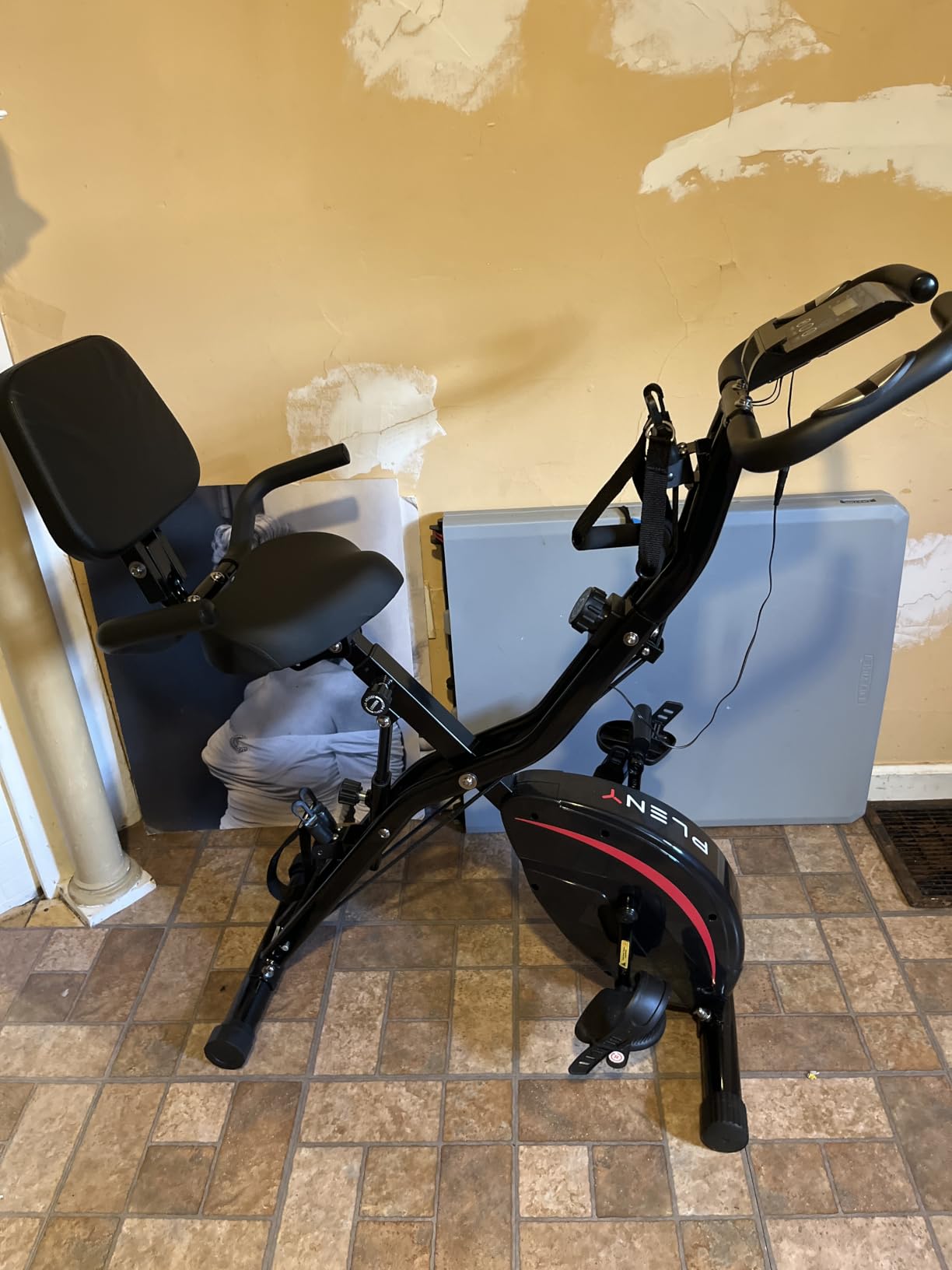 Pleny Folding Exercise Bike, 5 IN 1 Stationary Bikes for Home 6.6 LBS Flywheel, 330LB Weight Capacity Back Support Cushion Indoor Workout Cycling Bike for Home Gym customer photo 2