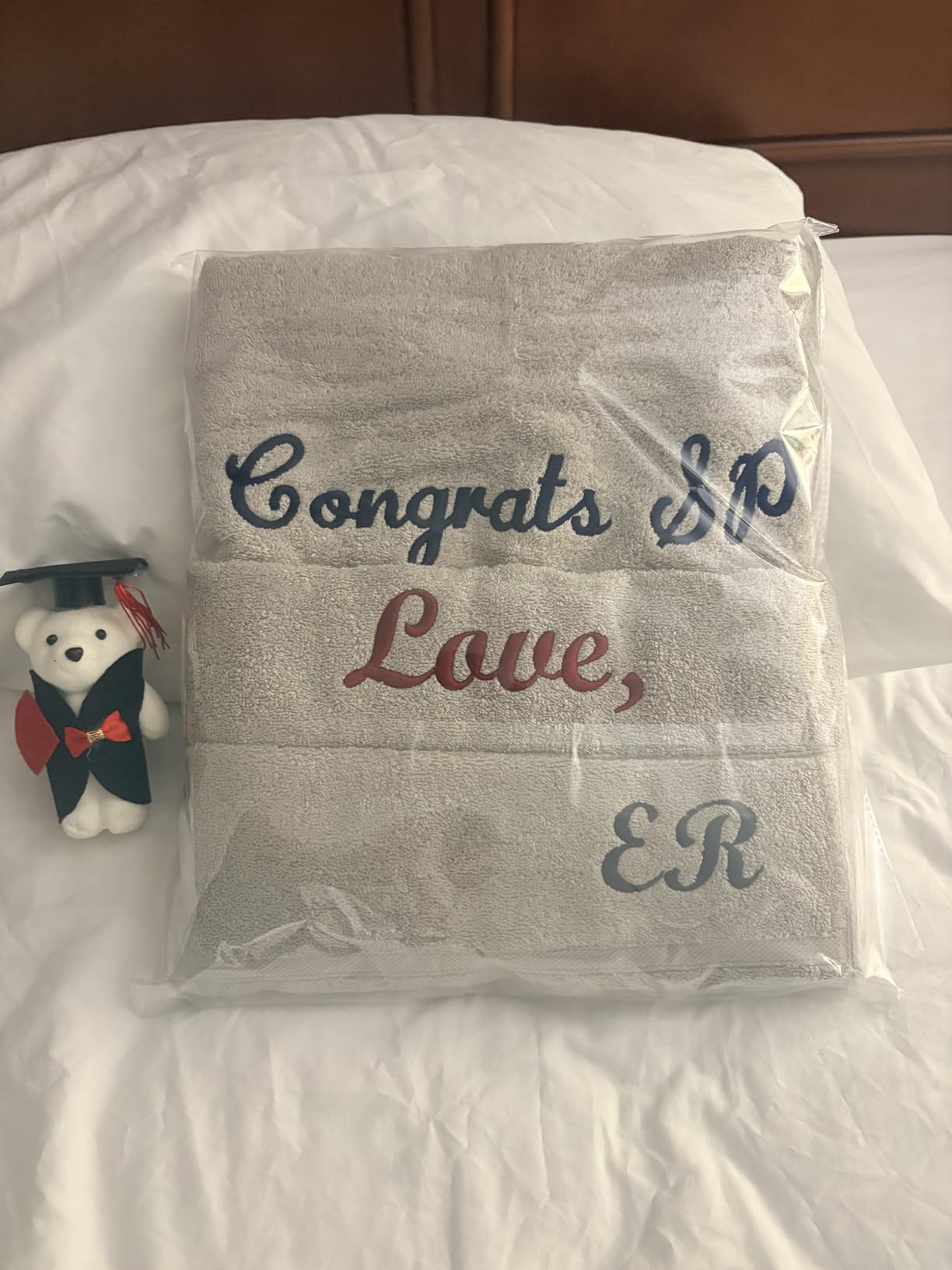 Hawmam Linen Personalized Towels - Customized Turkish Cotton Towel Set, Monogrammed Towels with Initials, Name & Embroidery, Idea for Weddings, Bridal Showers, Anniversaries, for Couples, White customer photo 1