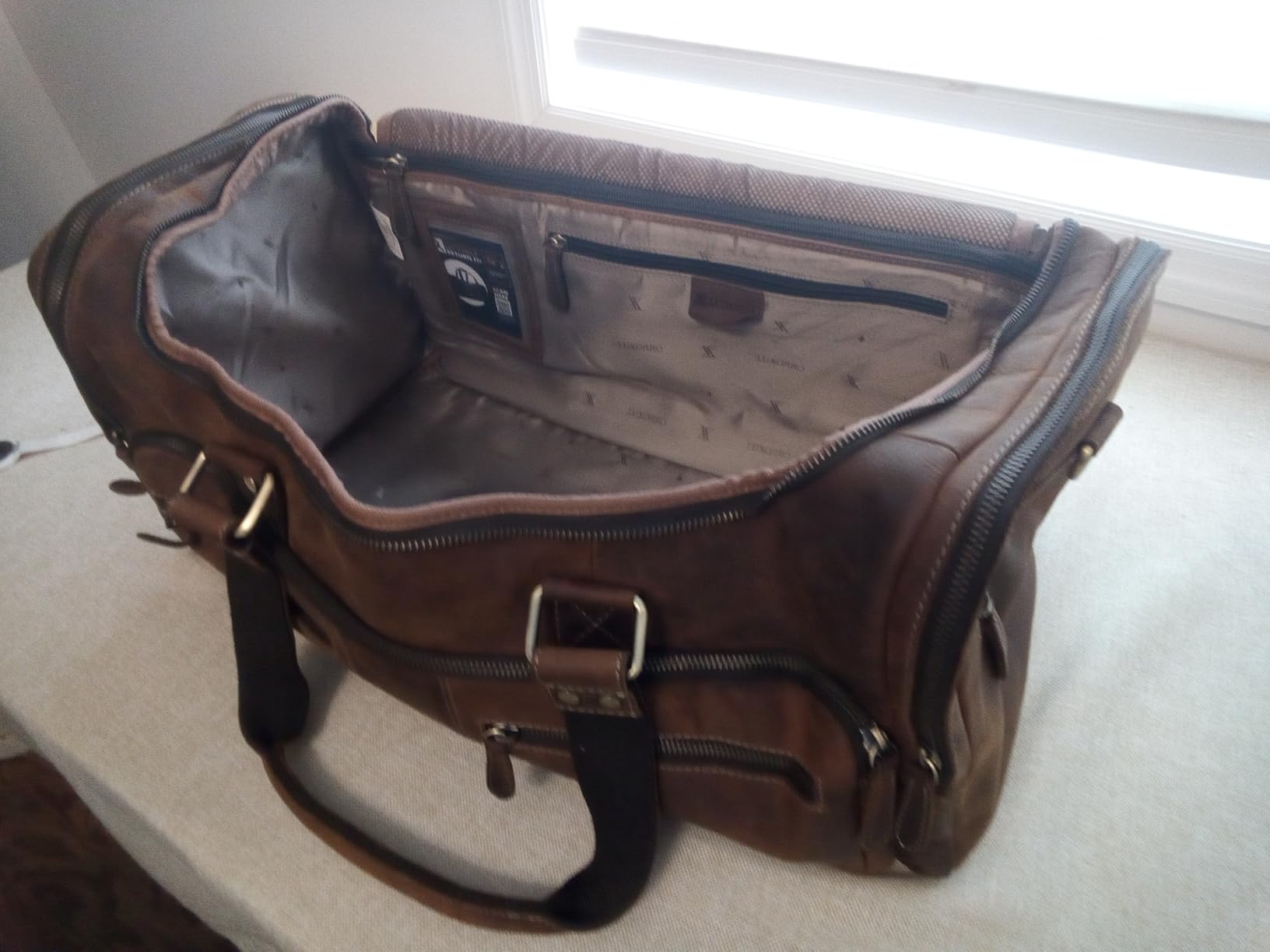 Full Grain Leather Duffle Bag for Men | TSA Approved 22x14x9 Carry On Luggage | 22 Inch, 45L Capacity | Overnight Weekender & Travel Duffel | Dark Brown customer photo 2