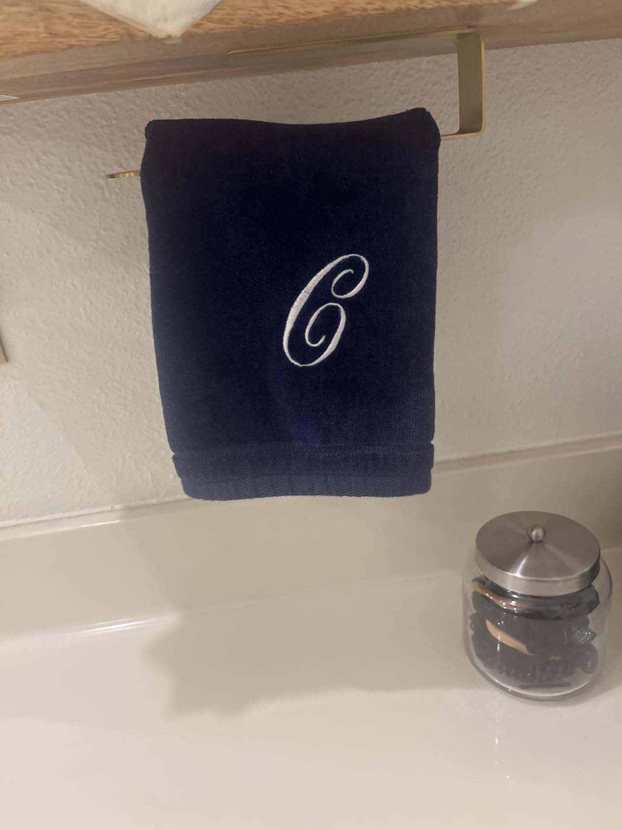 Creative Scents Navy Blue Monogrammed Towels with Initials - 4 Pack Super Absorbent Bathroom Fingertip Cotton Towel with Soft Velour Finish - Personalized Gifts for Freinds & Family 11