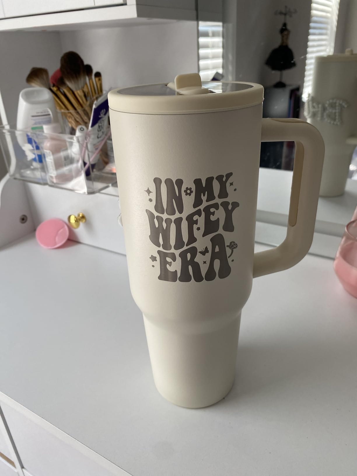 JETIKON 40oz Stainless Steel Insulated Tumbler with Handle and Straw - In My Wifey Era - Perfect for Bride, Bachelorette, Wedding Gifts customer photo 2