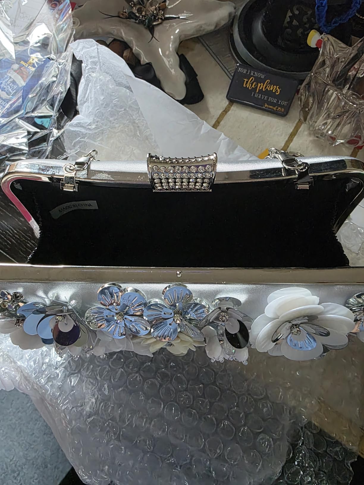 Floral Clutch Purse for Women, Evening Bag with 3D Sequin Flowers customer photo 1