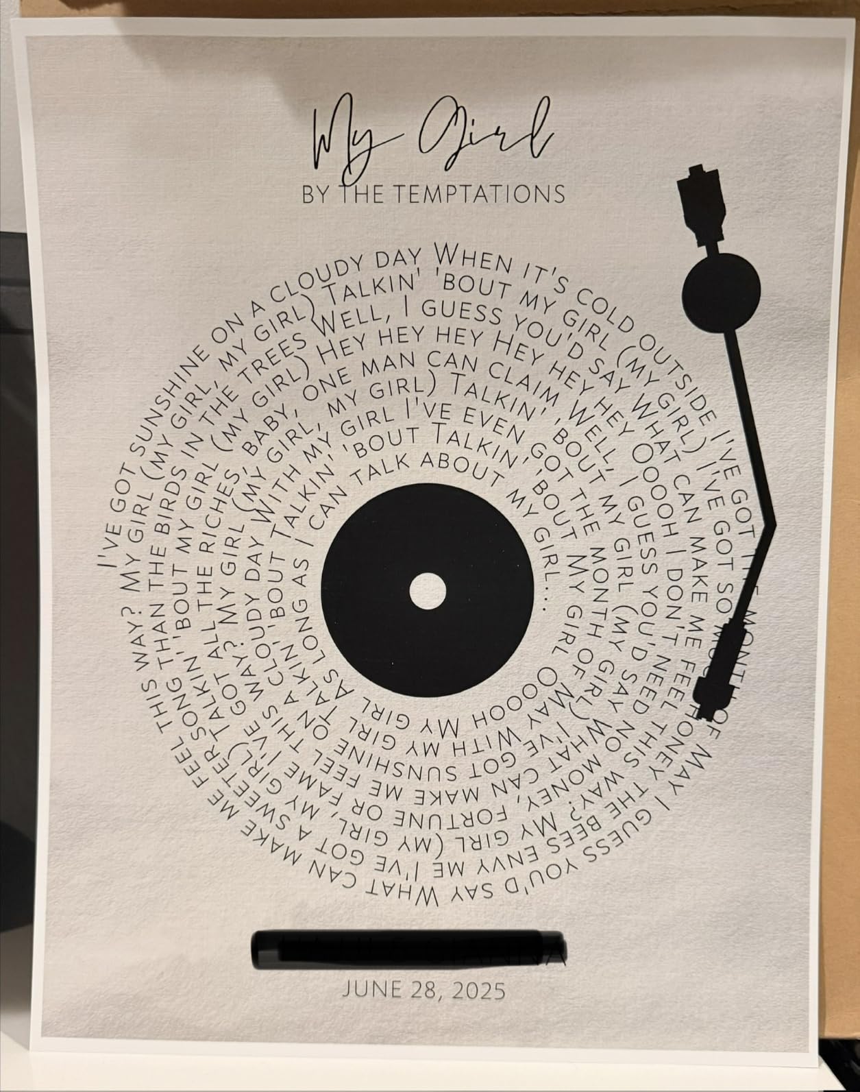 DREAM BIG PRINTABLES Customizable Couples Song Lyrics Art Print | Personalized Wall Art with Your Favorite Song | Names and Date | Unique Romantic Gift for Anniversary | Wedding | or Valentine's Day customer photo 1
