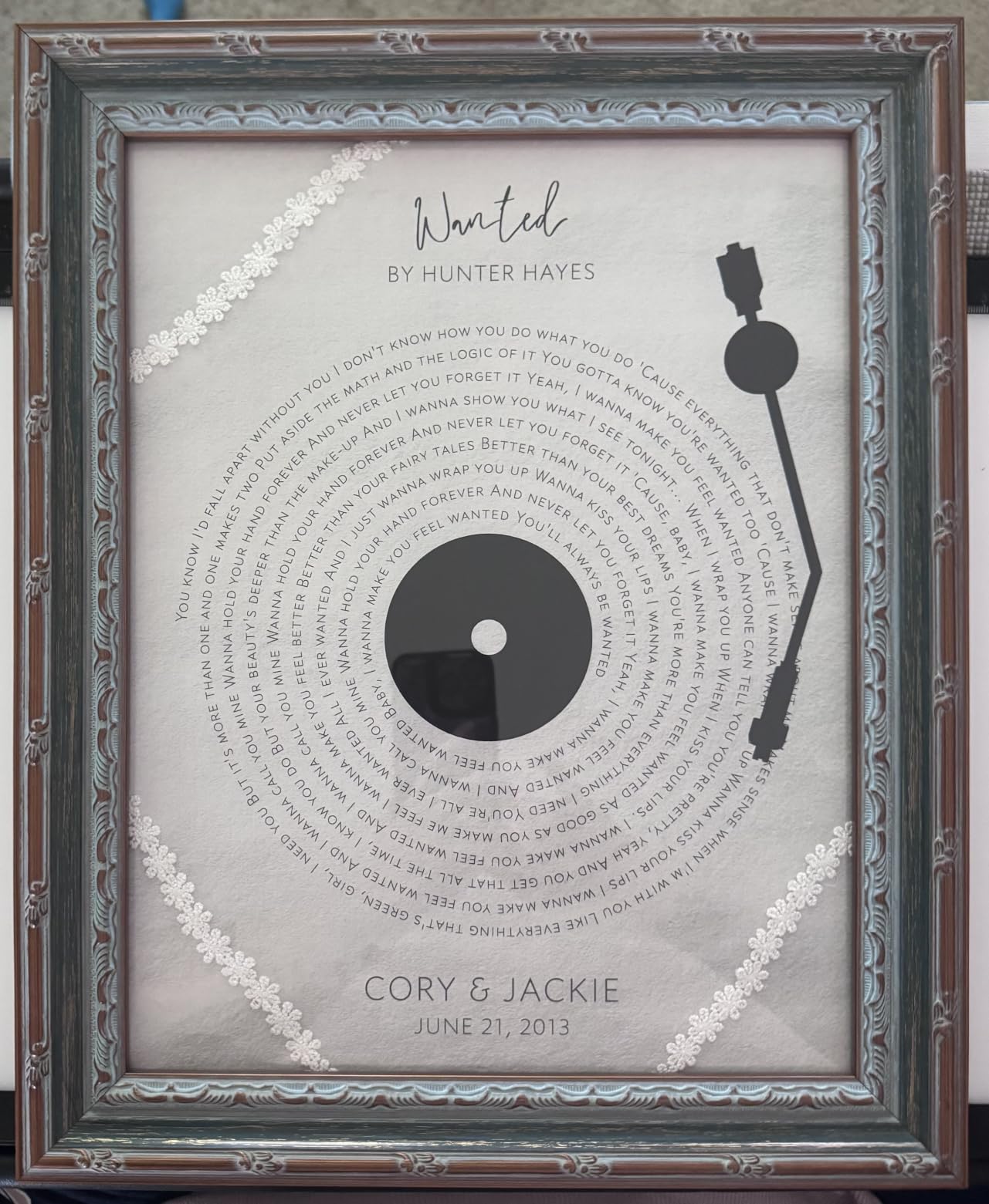 DREAM BIG PRINTABLES Customizable Couples Song Lyrics Art Print | Personalized Wall Art with Your Favorite Song | Names and Date | Unique Romantic Gift for Anniversary | Wedding | or Valentine's Day customer photo 2
