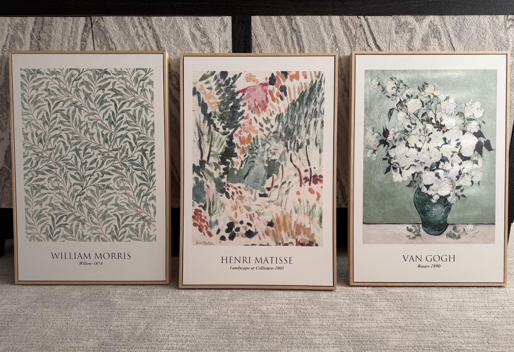 Framed William Morris Canvas Wall Art for Living Room, Set of 3 Large Neutral Floral Botanical Prints, Vintage Rustic Boho Pictures for Bedroom Hallway Office, 16x24 Inch customer photo 1
