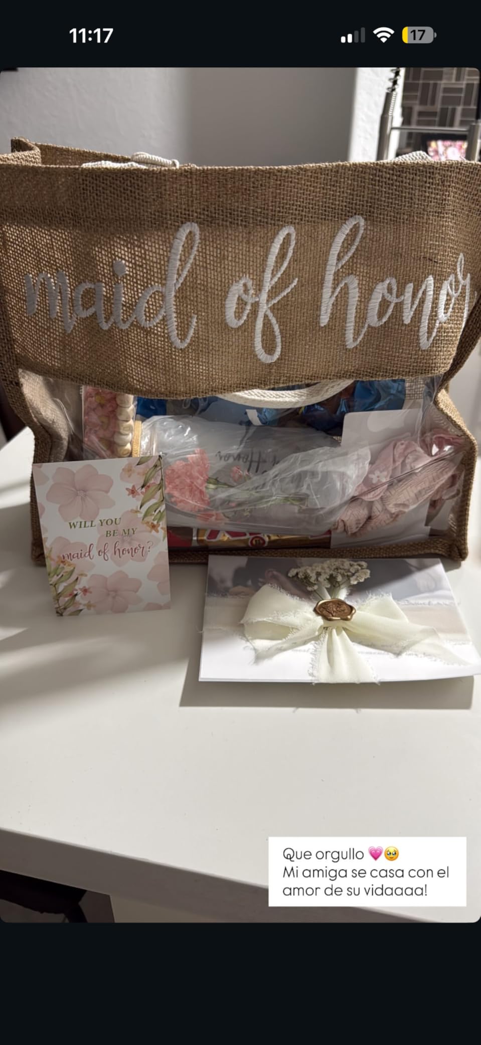 Maid of Honor Proposal Gifts, Will You Be My Maid of Honor Glass Cup Tote Bag Set customer photo 2