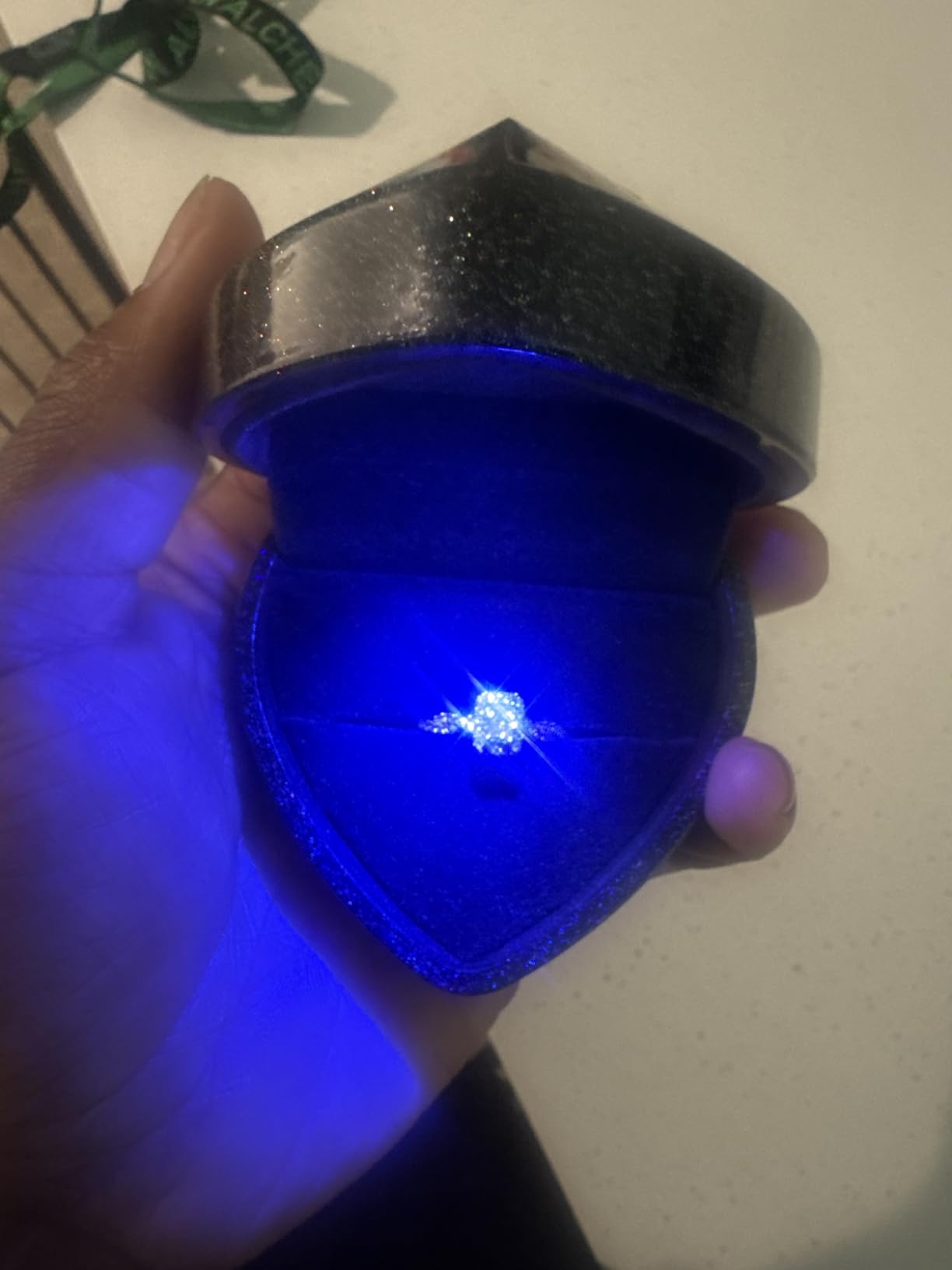 Luxury LED Lighted Ring Box - Heart Shaped Elegant Starry Sky Ring Case for Wedding Rings, Perfect for Engagement, Proposal, Anniversary, Ceremony, and Gift Giving customer photo 2