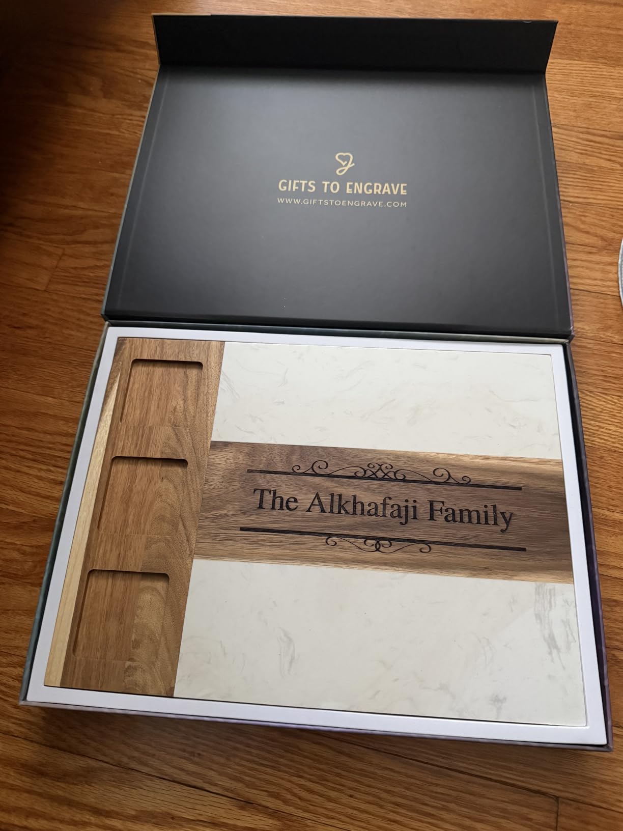 Personalized Charcuterie Board Set, Custom Engraved Marble Cheese Board with Knife Set, Wedding Engagement Gift for Couples customer photo 2