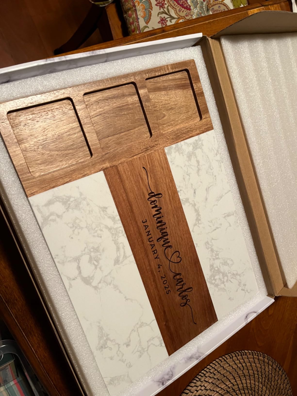 Marble Cutting Board Set, Charcuterie Cheese Boards, 3 Bowls, 3 Spoons, 4 Charcuterie Utensils, Meat, Fruits, Vegetables, Housewarming, Wedding - Marble Blank customer photo 2