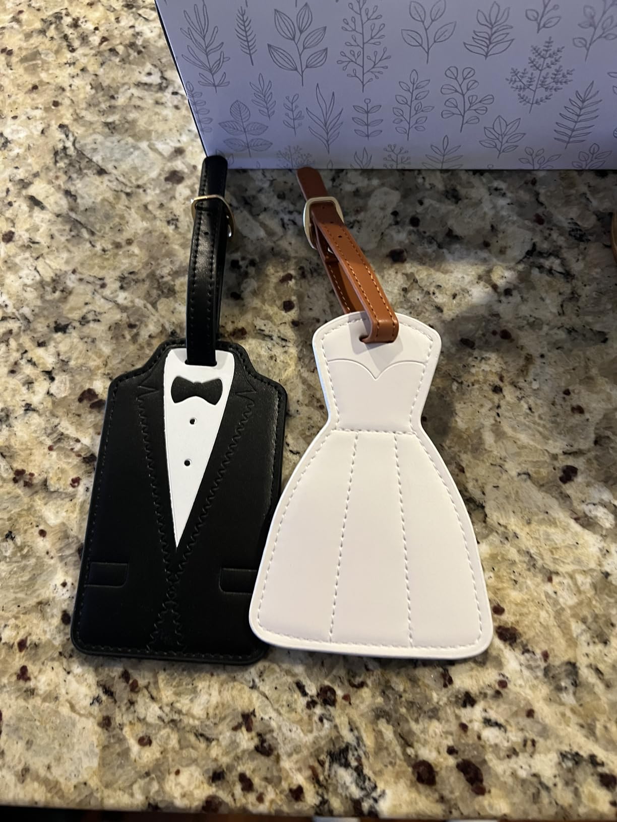 Luggage Tags for Couples, Bride & Groom Wedding Dress and Tuxedo Suitcase Tags customer photo 2