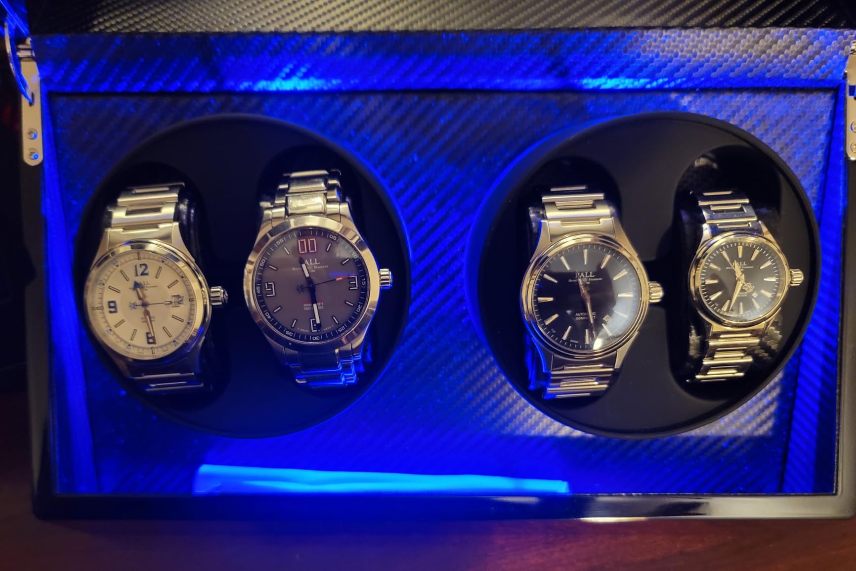 ANWBROAD Watch Winders For Automatic Watches, Watch Turner For Automatic | Automatic Watch Winder Box With Led Light, 4 Watch Winder, 4 Watch Rotator And Super Quiet Motor And 4 Rotation Mode, UJWW011Y customer photo 1