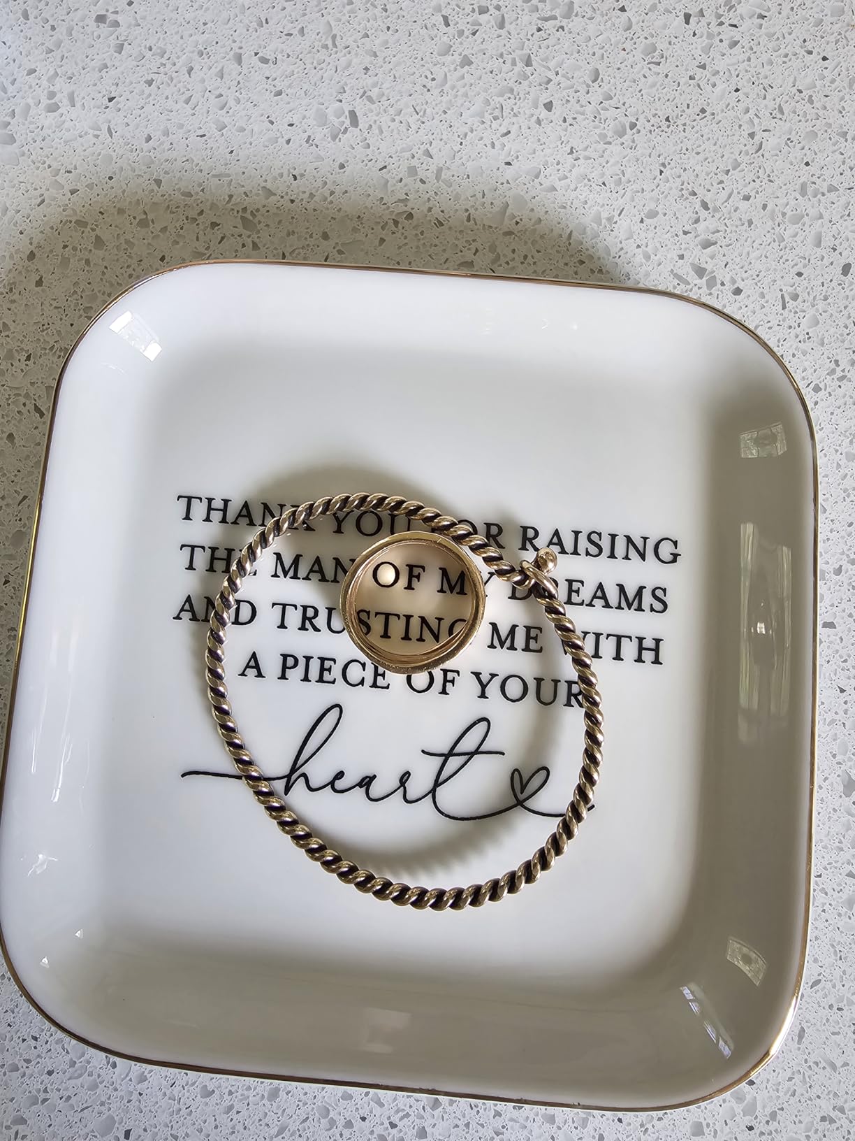 Teeglow Mother of the Groom Gifts Jewelry Tray from Bride, Mother's Day Christmas Birthday Wedding Gifts for Mother in Law of the Groom from Bride Ceramic Ring Dish Plate customer photo 2