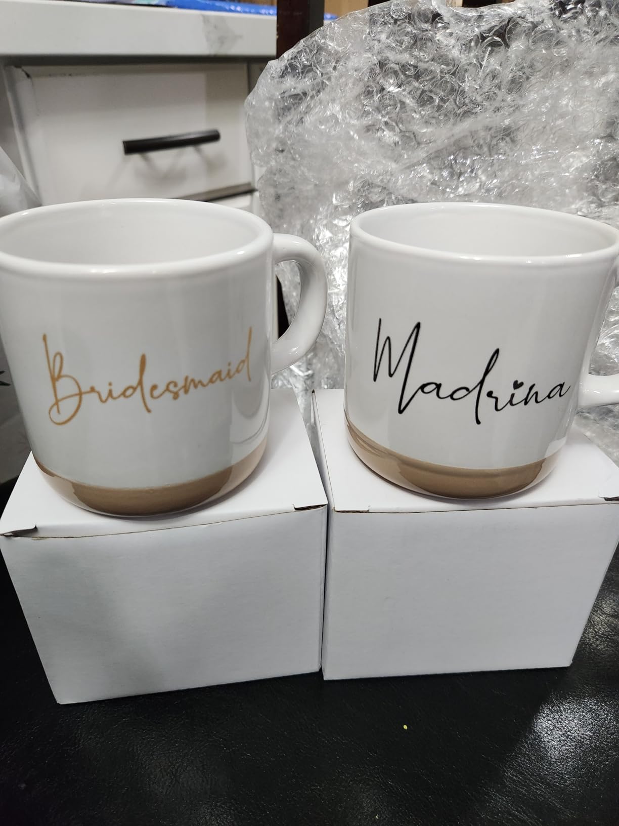 Didaey 42 Pcs 6 Sets Bridesmaid Proposal Gifts, Wedding Favors for Bridesmaids & Maid of Honor Ceramic Coffee Mugs Makeup Bags Invited Cards Scrunchies Bracelets Jewelry Bags Hair Clips(Champagne) customer photo 2